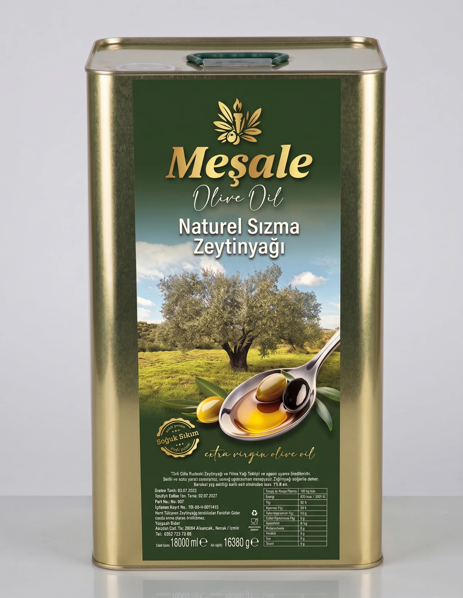 Meşale Naturel Sızma Zeytinyağı 18 Litre (Teneke)